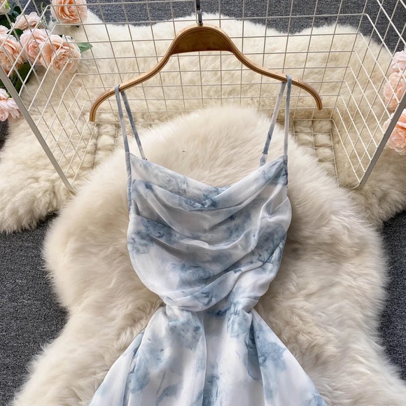 Blue floral backless cutout cowl neck midi dress size xs - Picture 10 of 16